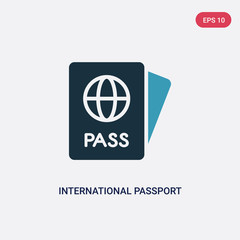 two color international passport vector icon from technology concept. isolated blue international passport vector sign symbol can be use for web, mobile and logo. eps 10