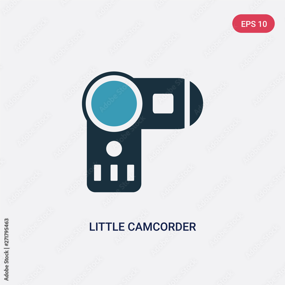 Poster two color little camcorder vector icon from technology concept. isolated blue little camcorder vecto