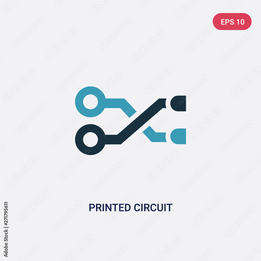 Poster two color printed circuit connections vector icon from technology concept. isolated blue printed cir