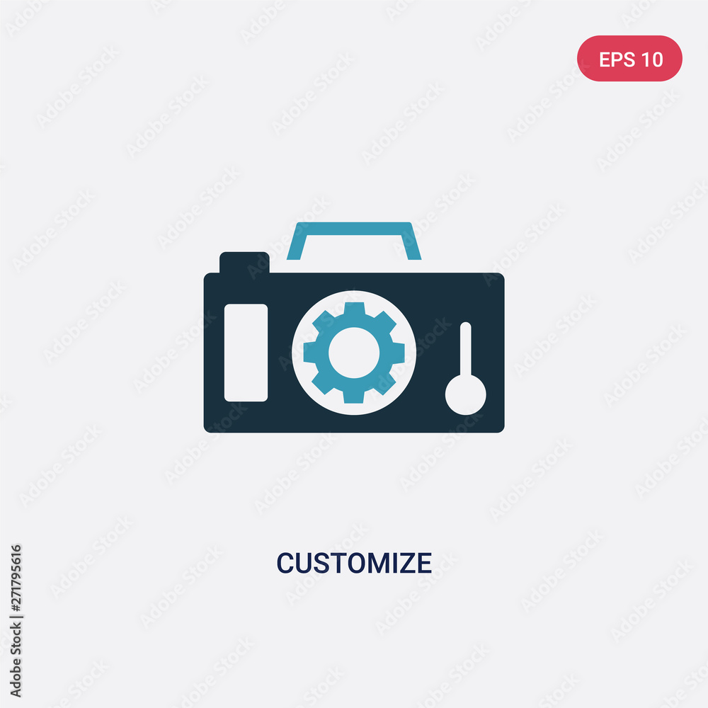 Poster two color customize vector icon from technology concept. isolated blue customize vector sign symbol 