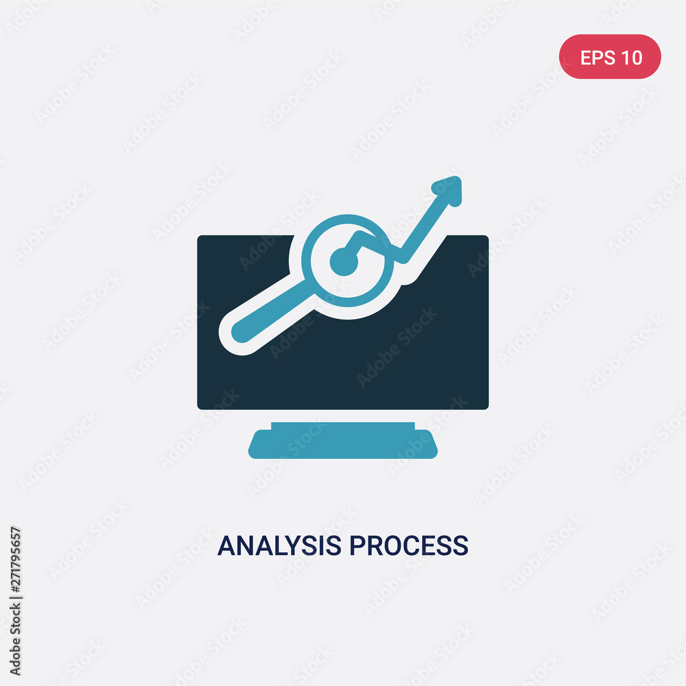 Poster two color analysis process vector icon from technology concept. isolated blue analysis process vecto