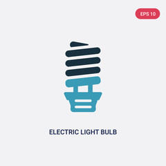two color electric light bulb vector icon from technology concept. isolated blue electric light bulb vector sign symbol can be use for web, mobile and logo. eps 10