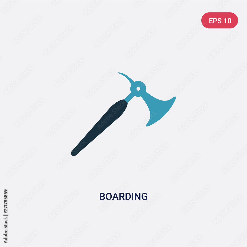 Poster two color boarding vector icon from weapons concept. isolated blue boarding vector sign symbol can b