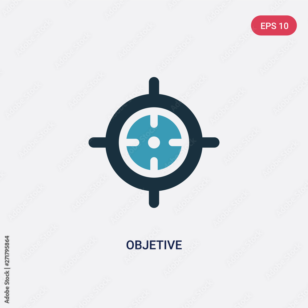 Poster two color objetive vector icon from weapons concept. isolated blue objetive vector sign symbol can b