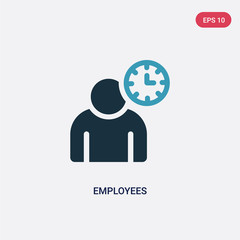 two color employees vector icon from time management concept. isolated blue employees vector sign symbol can be use for web, mobile and logo. eps 10