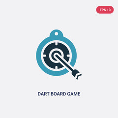 two color dart board game vector icon from weapons concept. isolated blue dart board game vector sign symbol can be use for web, mobile and logo. eps 10