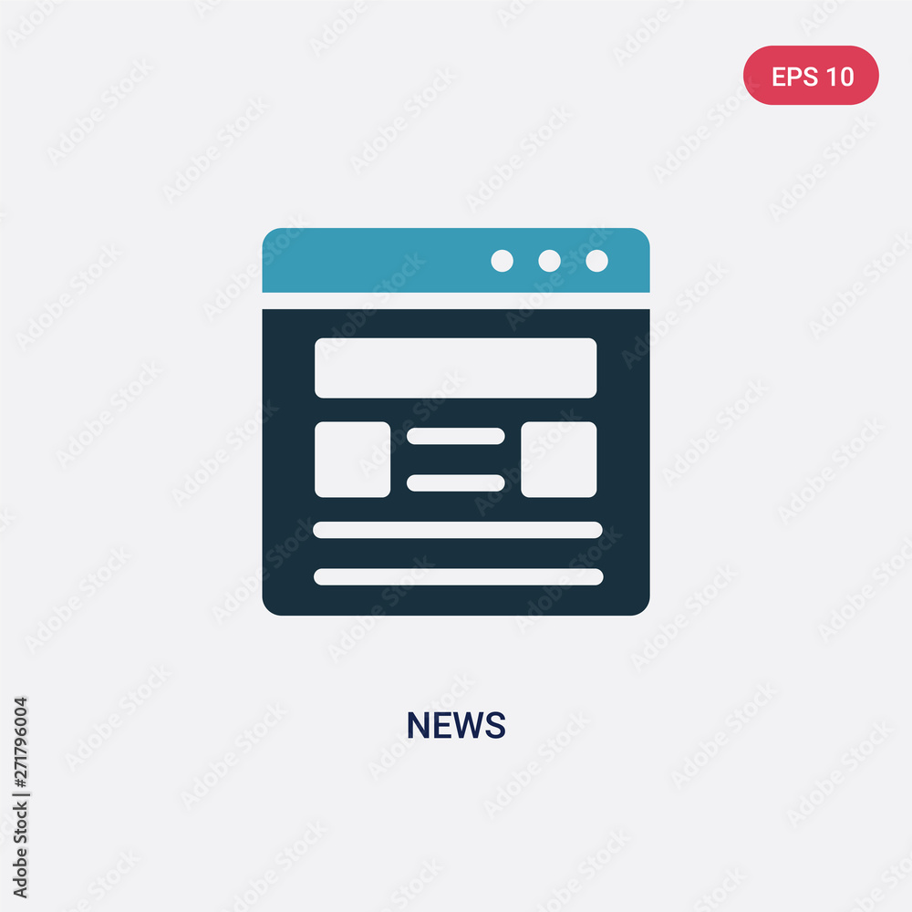 Poster two color news vector icon from web concept. isolated blue news vector sign symbol can be use for we