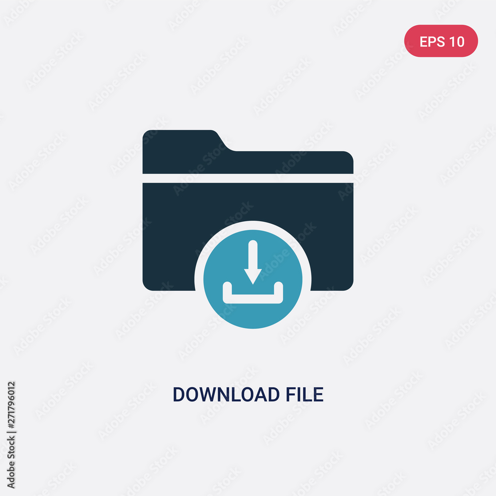 Poster two color download file vector icon from web concept. isolated blue download file vector sign symbol