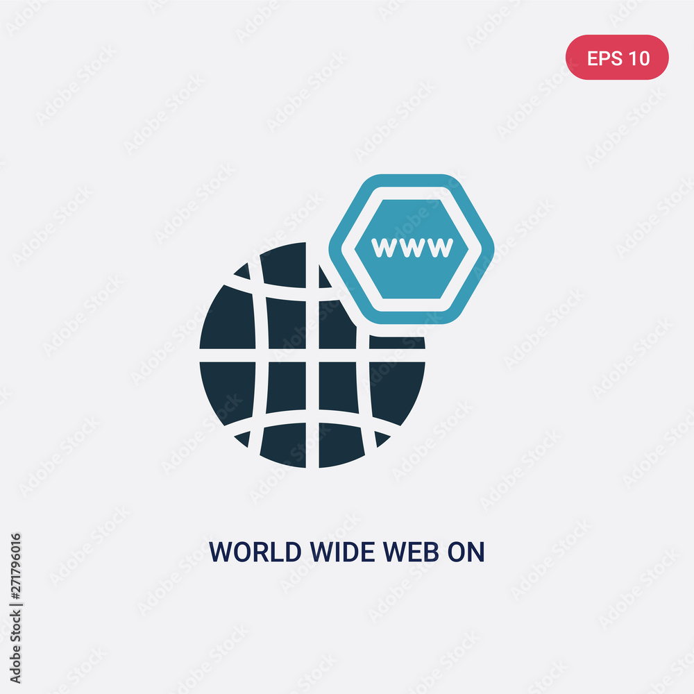 Poster two color world wide web on grid vector icon from web concept. isolated blue world wide web on grid 
