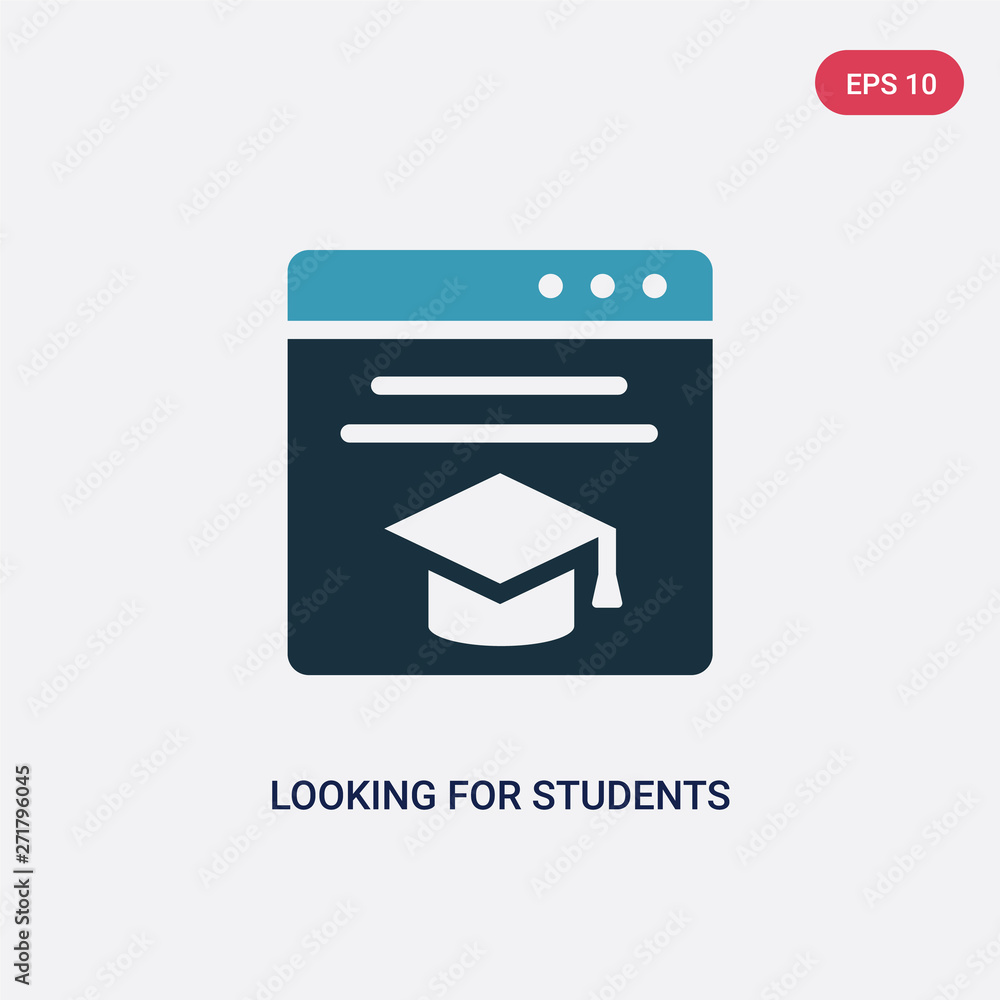 Poster two color looking for students vector icon from web concept. isolated blue looking for students vect