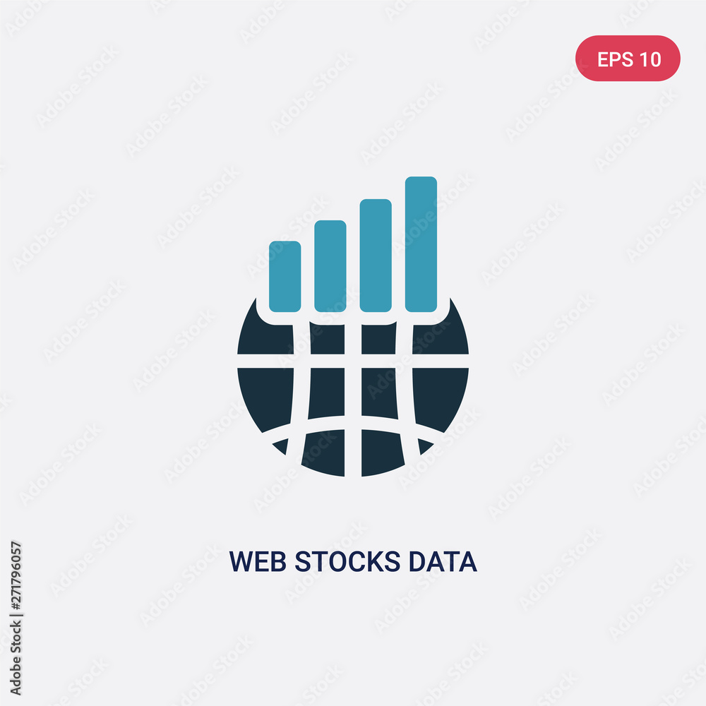 Poster two color web stocks data line graphic interface vector icon from web concept. isolated blue web sto