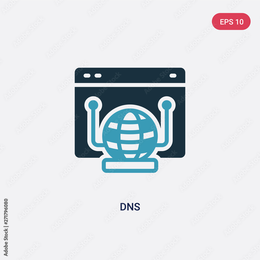Poster two color dns vector icon from web hosting concept. isolated blue dns vector sign symbol can be use 