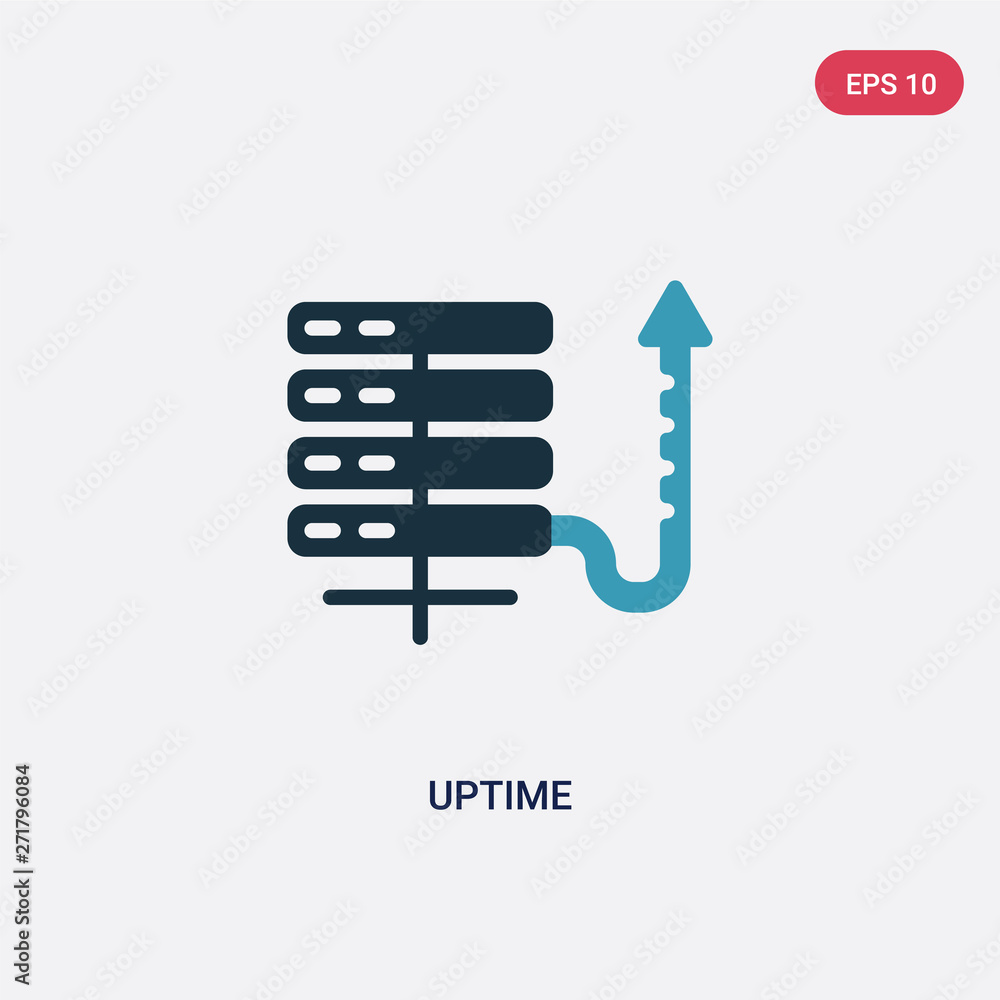 Poster two color uptime vector icon from web hosting concept. isolated blue uptime vector sign symbol can b