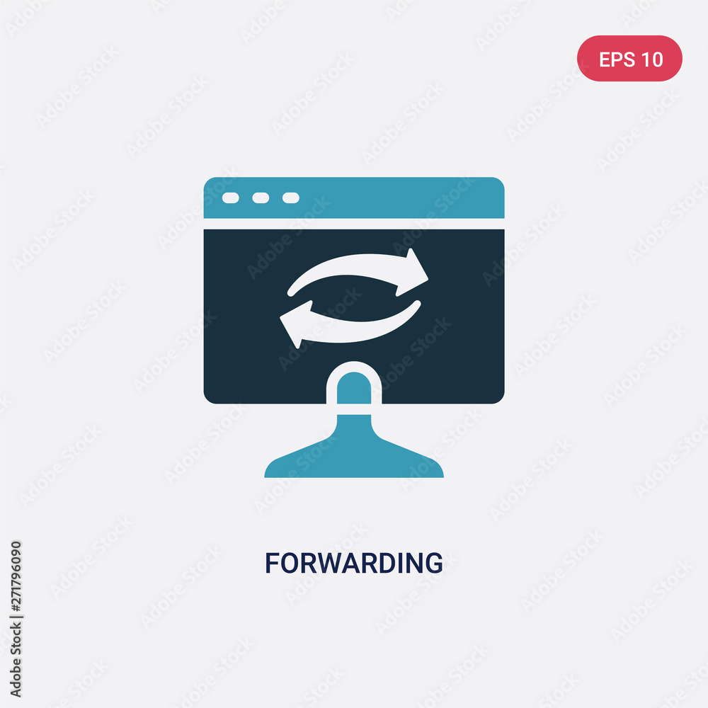 Poster two color forwarding vector icon from web hosting concept. isolated blue forwarding vector sign symb