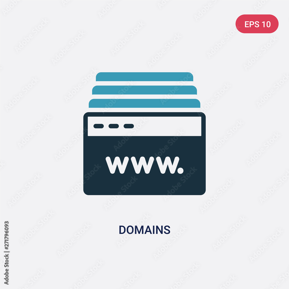 Poster two color domains vector icon from web hosting concept. isolated blue domains vector sign symbol can