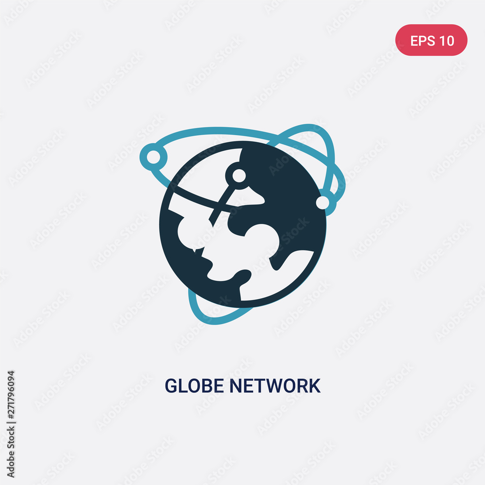 Poster two color globe network vector icon from web hosting concept. isolated blue globe network vector sig