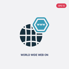 two color world wide web on grid vector icon from web concept. isolated blue world wide web on grid vector sign symbol can be use for mobile and logo. eps 10