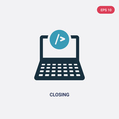 two color closing vector icon from web concept. isolated blue closing vector sign symbol can be use for web, mobile and logo. eps 10