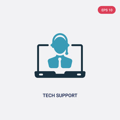 two color tech support vector icon from web hosting concept. isolated blue tech support vector sign symbol can be use for web, mobile and logo. eps 10