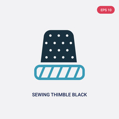 two color sewing thimble black variant vector icon from woman clothing concept. isolated blue sewing thimble black variant vector sign symbol can be use for web, mobile and logo. eps 10