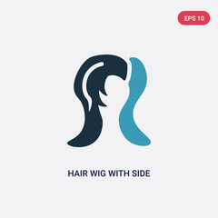 two color hair wig with side vector icon from woman clothing concept. isolated blue hair wig with side vector sign symbol can be use for web, mobile and logo. eps 10