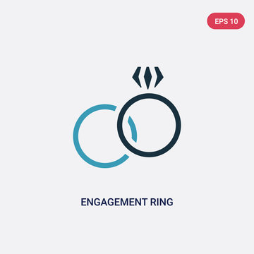 two color engagement ring vector icon from woman clothing concept. isolated blue engagement ring vector sign symbol can be use for web, mobile and logo. eps 10