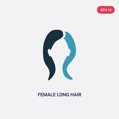 two color female long hair vector icon from woman clothing concept. isolated blue female long hair vector sign symbol can be use for web, mobile and logo. eps 10