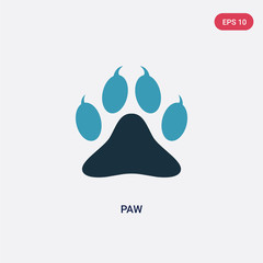 two color paw vector icon from animals concept. isolated blue paw vector sign symbol can be use for web, mobile and logo. eps 10