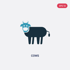 two color cows vector icon from animals concept. isolated blue cows vector sign symbol can be use for web, mobile and logo. eps 10