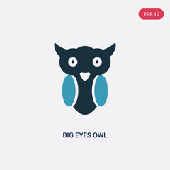 two color big eyes owl vector icon from animals concept. isolated blue big eyes owl vector sign symbol can be use for web, mobile and logo. eps 10