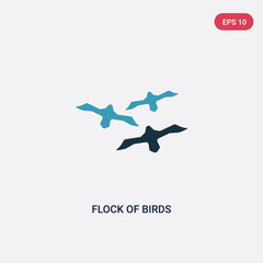 two color flock of birds vector icon from animals concept. isolated blue flock of birds vector sign symbol can be use for web, mobile and logo. eps 10
