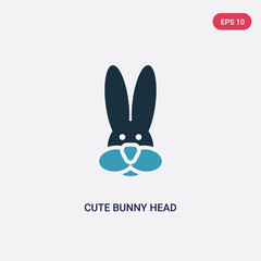 two color cute bunny head vector icon from animals concept. isolated blue cute bunny head vector sign symbol can be use for web, mobile and logo. eps 10