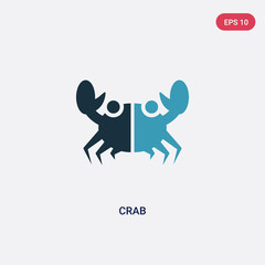 two color crab vector icon from animals concept. isolated blue crab vector sign symbol can be use for web, mobile and logo. eps 10