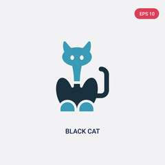two color black cat vector icon from animals concept. isolated blue black cat vector sign symbol can be use for web, mobile and logo. eps 10