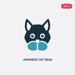 Obraz na płótnie Canvas two color japanese cat head vector icon from animals concept. isolated blue japanese cat head vector sign symbol can be use for web, mobile and logo. eps 10
