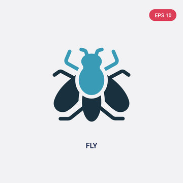 two color fly vector icon from animals concept. isolated blue fly vector sign symbol can be use for web, mobile and logo. eps 10
