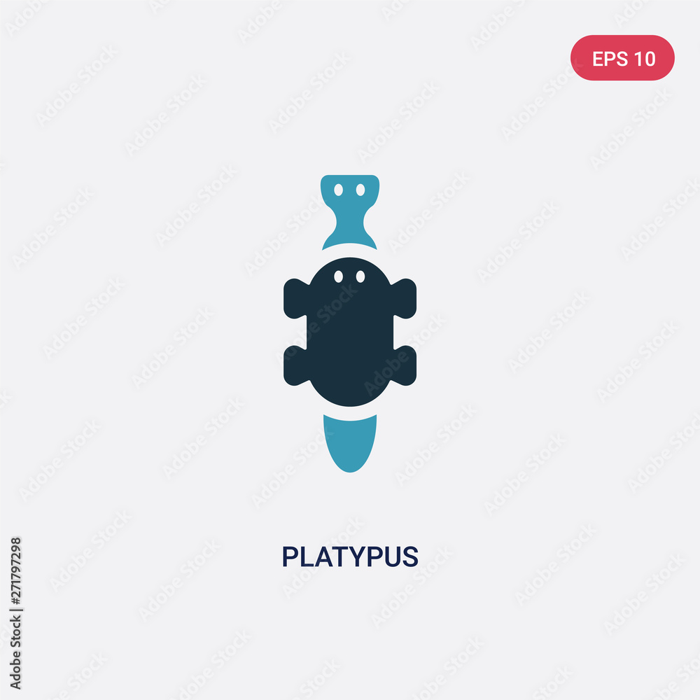 Poster two color platypus vector icon from animals concept. isolated blue platypus vector sign symbol can b