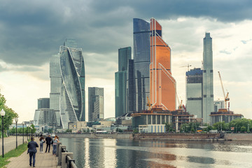 Moscow City Business Center from the Taras Shevchenko embankment of the Moscow River
