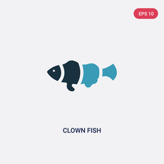 two color clown fish vector icon from animals concept. isolated blue clown fish vector sign symbol can be use for web, mobile and logo. eps 10