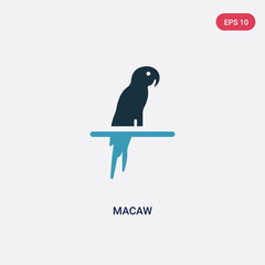 two color macaw vector icon from animals concept. isolated blue macaw vector sign symbol can be use for web, mobile and logo. eps 10