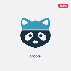 two color racoon vector icon from animals concept. isolated blue racoon vector sign symbol can be use for web, mobile and logo. eps 10