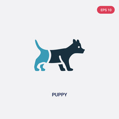 two color puppy vector icon from animals concept. isolated blue puppy vector sign symbol can be use for web, mobile and logo. eps 10