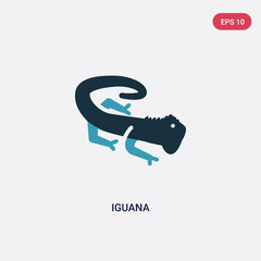 two color iguana vector icon from animals concept. isolated blue iguana vector sign symbol can be use for web, mobile and logo. eps 10