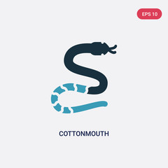 two color cottonmouth vector icon from animals concept. isolated blue cottonmouth vector sign symbol can be use for web, mobile and logo. eps 10