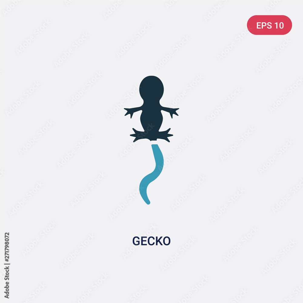 Poster two color gecko vector icon from animals concept. isolated blue gecko vector sign symbol can be use 