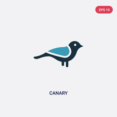 two color canary vector icon from animals concept. isolated blue canary vector sign symbol can be use for web, mobile and logo. eps 10