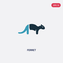 two color ferret vector icon from animals concept. isolated blue ferret vector sign symbol can be use for web, mobile and logo. eps 10