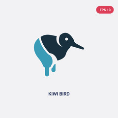 two color kiwi bird vector icon from animals concept. isolated blue kiwi bird vector sign symbol can be use for web, mobile and logo. eps 10