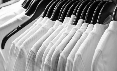 hangers in white t shirt cloth display background