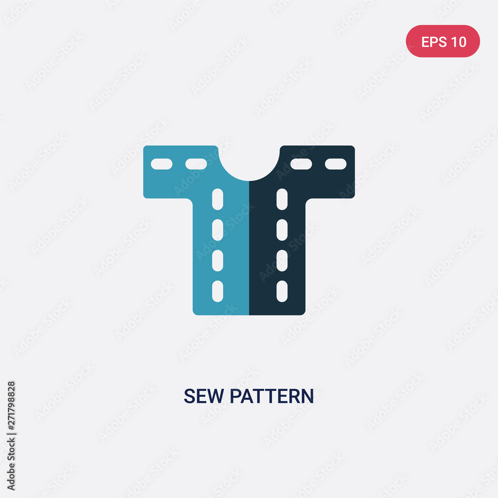 Poster two color sew pattern vector icon from sew concept. isolated blue sew pattern vector sign symbol can